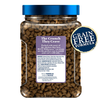 Blue Buffalo Wilderness Crunchy Cat Treats, Grain-Free Treats for Cats Made with Natural Ingredients, Great for Training, Tasty Chicken Flavor, 12-oz. Tub