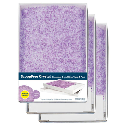 PetSafe ScoopFree Crystal Cat Litter & Refill Tray, Lavender Scent, 4.3 Lb Bag with Each Tray, Pack of 3