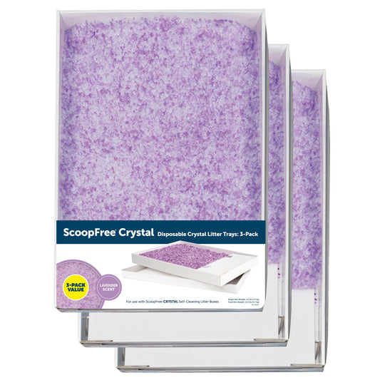 PetSafe ScoopFree Crystal Cat Litter & Refill Tray, Lavender Scent, 4.3 Lb Bag with Each Tray, Pack of 3
