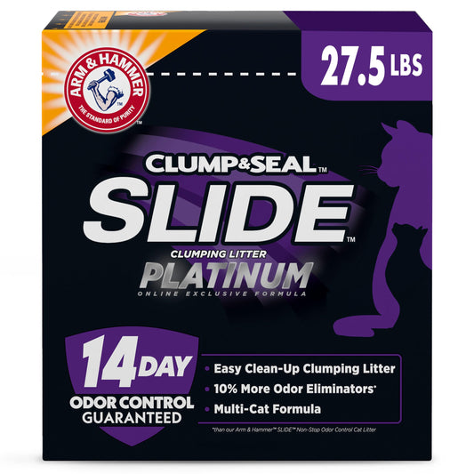 ARM & HAMMER Clump & Seal Slide Platinum Multi-Cat Clumping Litter, Easy Clean, Superior Odor Control, 27.5 Lbs