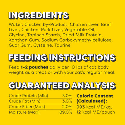 Temptations Creamy Puree with Beef Liver Lickable, Squeezable Cat Treats, 0.42 oz Pouches, 16 Count