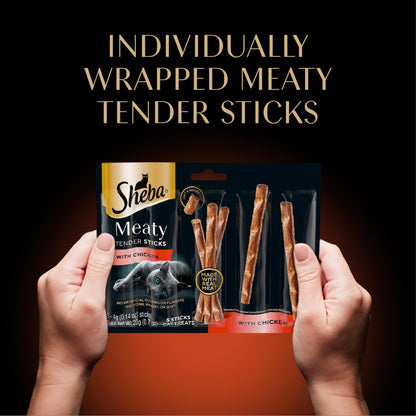 Sheba Meaty Tender Sticks Soft Cat Treats with Chicken, Tuna Flavor, and Salmon Flavor, 0.14 oz., 70 Count