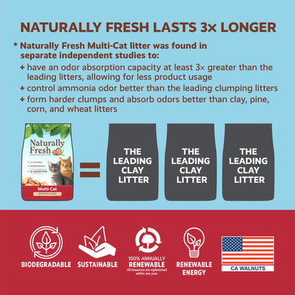 Naturally Fresh Cat Litter Made From Walnut Shells, Unscented, Multi-Cat, Upcycled, Low Dust, Sustainable, 26 Lbs