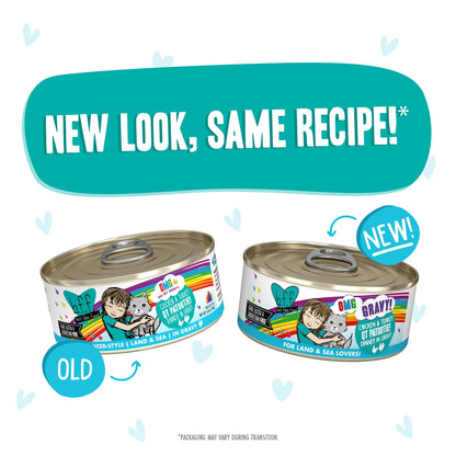 Weruva B.F.F. OMG - Best Feline Friend Oh My Gravy!, QT Patootie! with Chicken & Turkey in Gravy Cat Food, 5.5oz Can (Pack of 8)