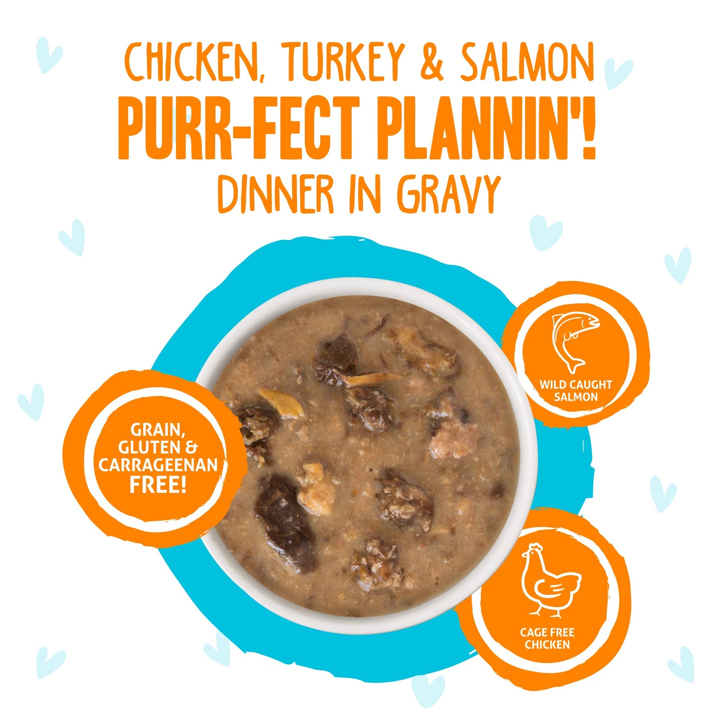 Weruva B.F.F. OMG - Best Feline Friend Oh My Gravy!, Purr-FECT Plannin'! with Chicken, Turkey & Salmon in Gravy Cat Food, 2.8oz Pouch (Pack of 12)