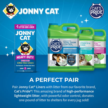 Jonny Cat Litter Box Liners: Fresh Scent - Heavy Duty - Tear & Leak Resistant - Drawstring Close - Jumbo, 7 Count