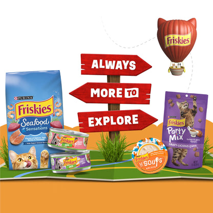 Purina Friskies Natural, Grain Free Wet Cat Food Lickable Cat Treats, Lil' Soups Flaked Chicken - (Pack of 8) 1.2 oz. Tubs