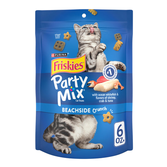 Purina Friskies Cat Treats, Party Mix Beachside Crunch - (Pack of 6) 6 oz. Pouches