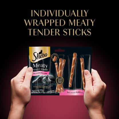 Sheba Meaty Tender Sticks Soft Cat Treats Salmon Flavor, 0.14 oz., 5 Count (Pack of 10)