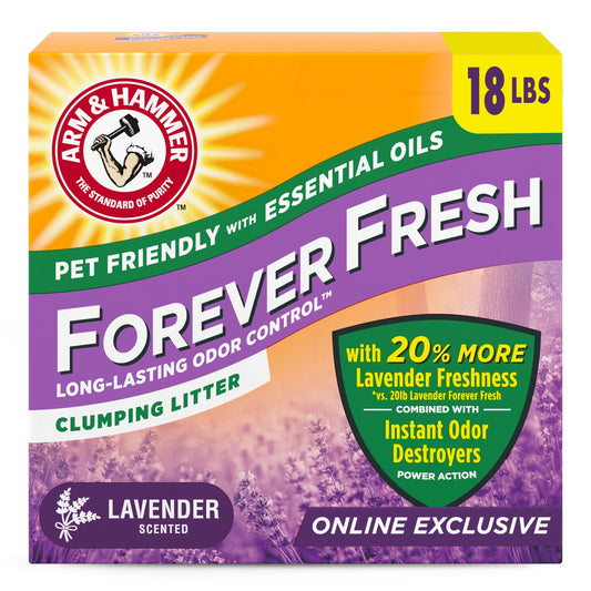 Arm & Hammer Forever Fresh Clumping Cat Litter Lavender, MultiCat 18lb With 20% More Lavender Freshness, Pet Friendly With Essential Oils
