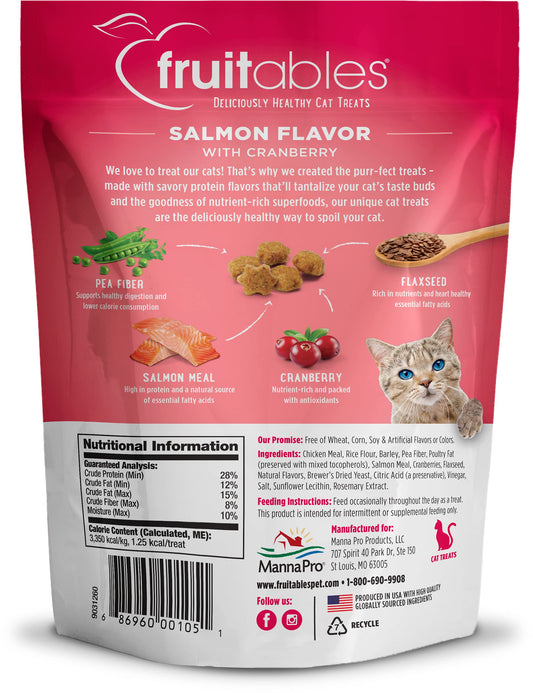 Fruitables Cat Treats – Crunchy Treats for Cats – Healthy Low Calorie Treats Packed with Protein – Free of Wheat, Corn and Soy – Made with Real Salmon with Cranberry – 30 Ounces