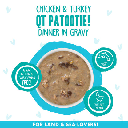 Weruva B.F.F. OMG - Best Feline Friend Oh My Gravy!, QT Patootie! with Chicken & Turkey in Gravy Cat Food, 5.5oz Can (Pack of 8)