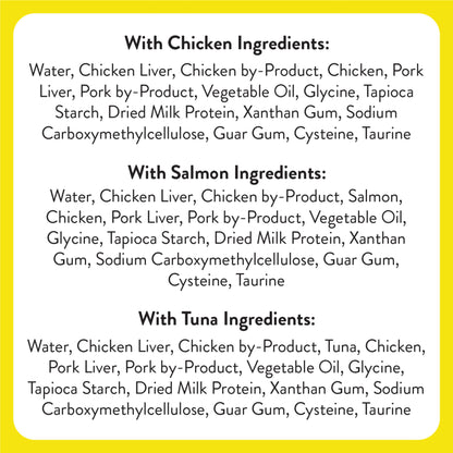 Temptations Creamy Puree with Chicken, Salmon, and Tuna Variety Pack of Lickable, Squeezable Cat Treats, 0.42 Oz Pouches, 48 Count