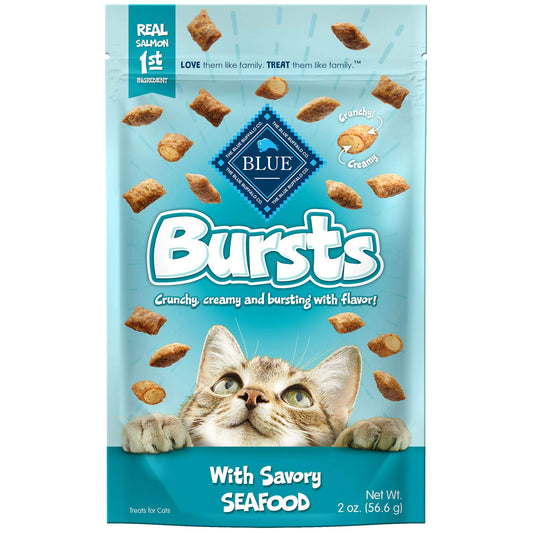 Blue Buffalo Bursts Crunchy Cat Treats, Seafood 2-oz Bag (6 Pack)