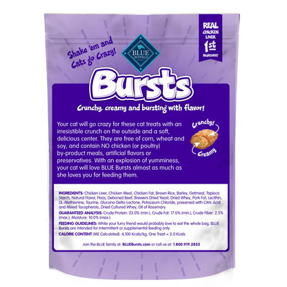 Blue Buffalo Bursts Crunchy & Creamy Cat Treats, Great for Training, Delish Liver & Beef, 5-oz Bag