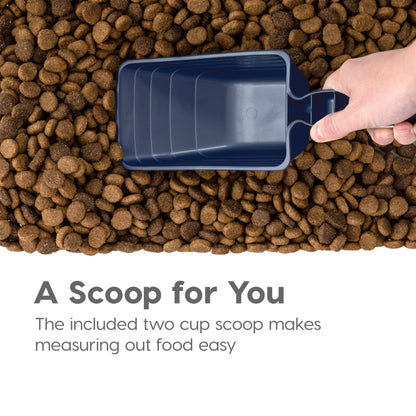 IRIS USA Dog Food Storage Container, 30 lbs & 11 lbs Combo, Cat Food Storage Container, Dog Treat Container, Airtight, Stackable, 2-Cup Scoop, Wheels, Easy Mobility, Navy