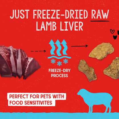 Stella & Chewy's Freeze-Dried Raw Lamb Liver Dog Treats - Single Ingredient, No Additives - Premium Training Treats - Perfect For Picky Eaters - 3oz Bag