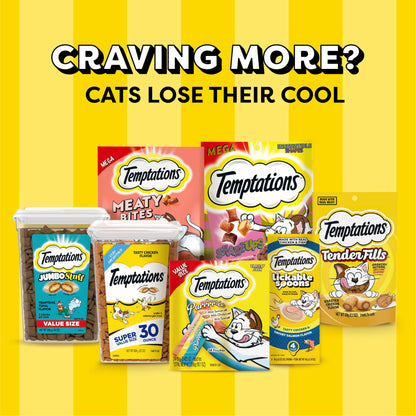 Temptations Creamy Puree with Cheese Lickable, Squeezable Cat Treats, 0.42 oz Pouches, 16 Count